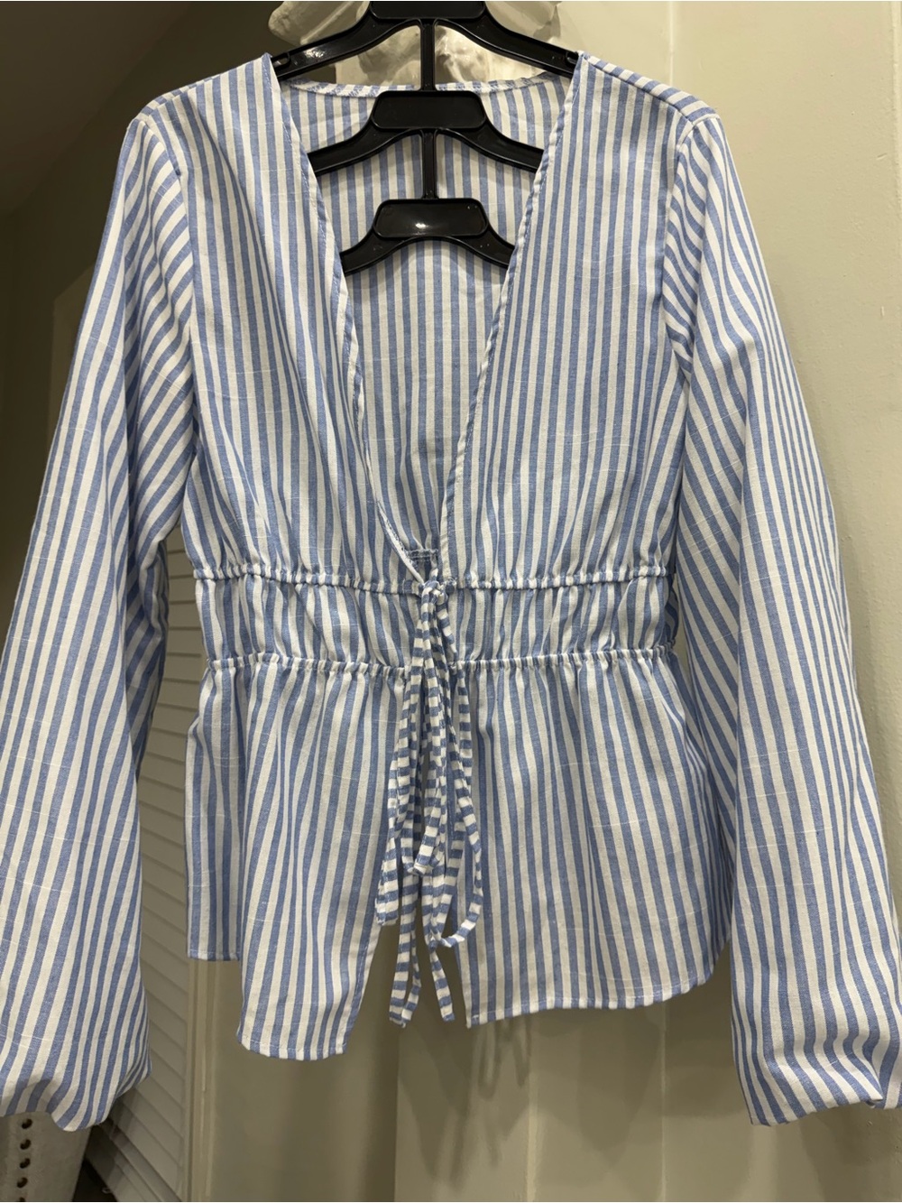 SHEIN Blue and White Striped Men’s Shirt